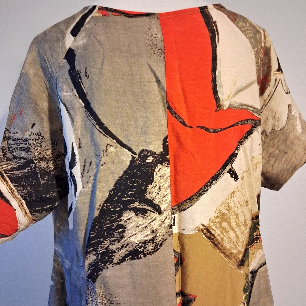 Artsy Abstract Print Short Sleeve Dress - Picture 4 of 9